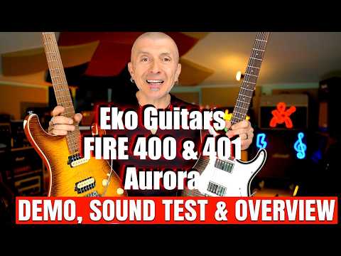 Chitarra Elettrica Eko Fire 400 Aurora Flamed Grey Burst