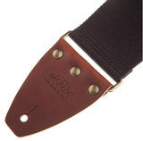 Magrabò, Tracolla per chitarra e basso - Stripe SC Entry Nero 8 cm terminali Marrone fibbia Ottone