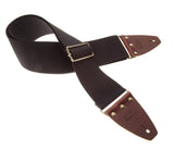 Magrabò, Tracolla per chitarra e basso - Stripe SC Entry Nero 8 cm terminali Marrone fibbia Ottone