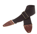 Magrabò, Tracolla per chitarra e basso - Stripe SC Entry Nero 8 cm terminali Marrone fibbia Ottone