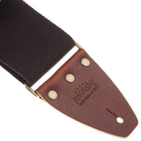 Magrabò, Tracolla per chitarra e basso - Stripe SC Entry Nero 8 cm terminali Marrone fibbia Ottone