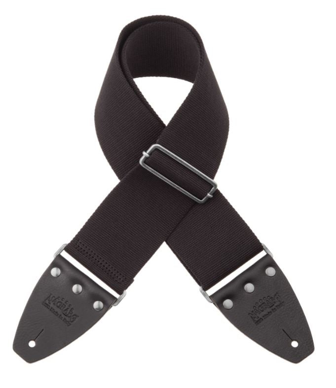 Magrabò tracolla Stripe SC Entry Nero 8 cm terminali Nero fibbia Argento