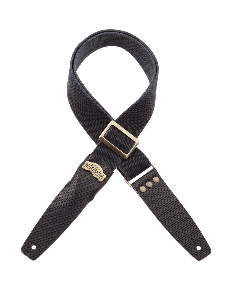 Tracolla Magrabò Stripe SC Cotton Washed Nero 5 cm terminali Twinkle Nero, fibbia Recta Ottone