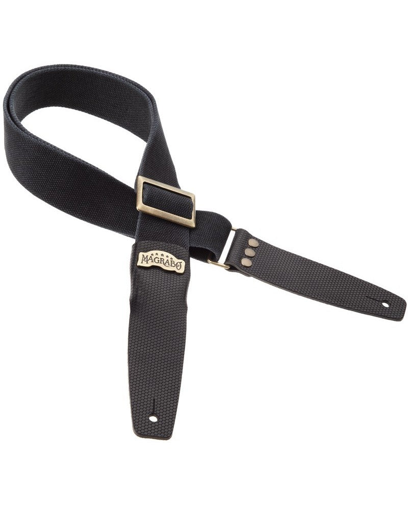 Tracolla Magrabò Stripe SC Cotton Washed Nero 5 cm terminali Twinkle Nero, fibbia Recta Ottone