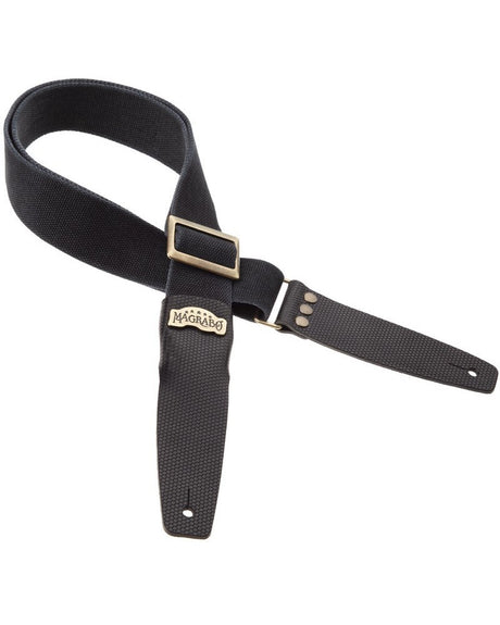 Tracolla Magrabò Stripe SC Cotton Washed Nero 5 cm terminali Twinkle Nero, fibbia Recta Ottone