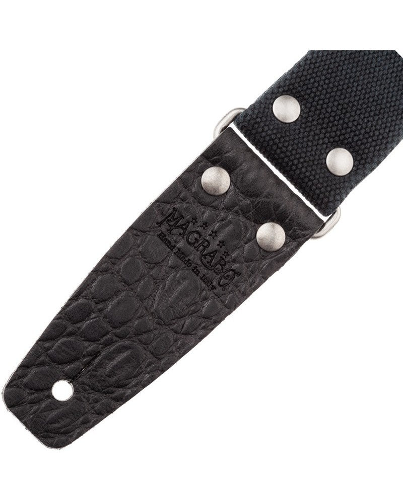 Stripe SC Entry Olded Nero 5 cm terminali Embossed Cocco Pros Nero fibbia Argento Antico
