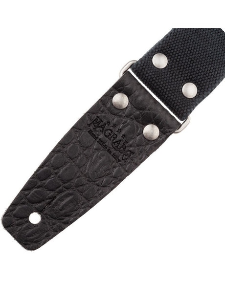 Stripe SC Entry Olded Nero 5 cm terminali Embossed Cocco Pros Nero fibbia Argento Antico