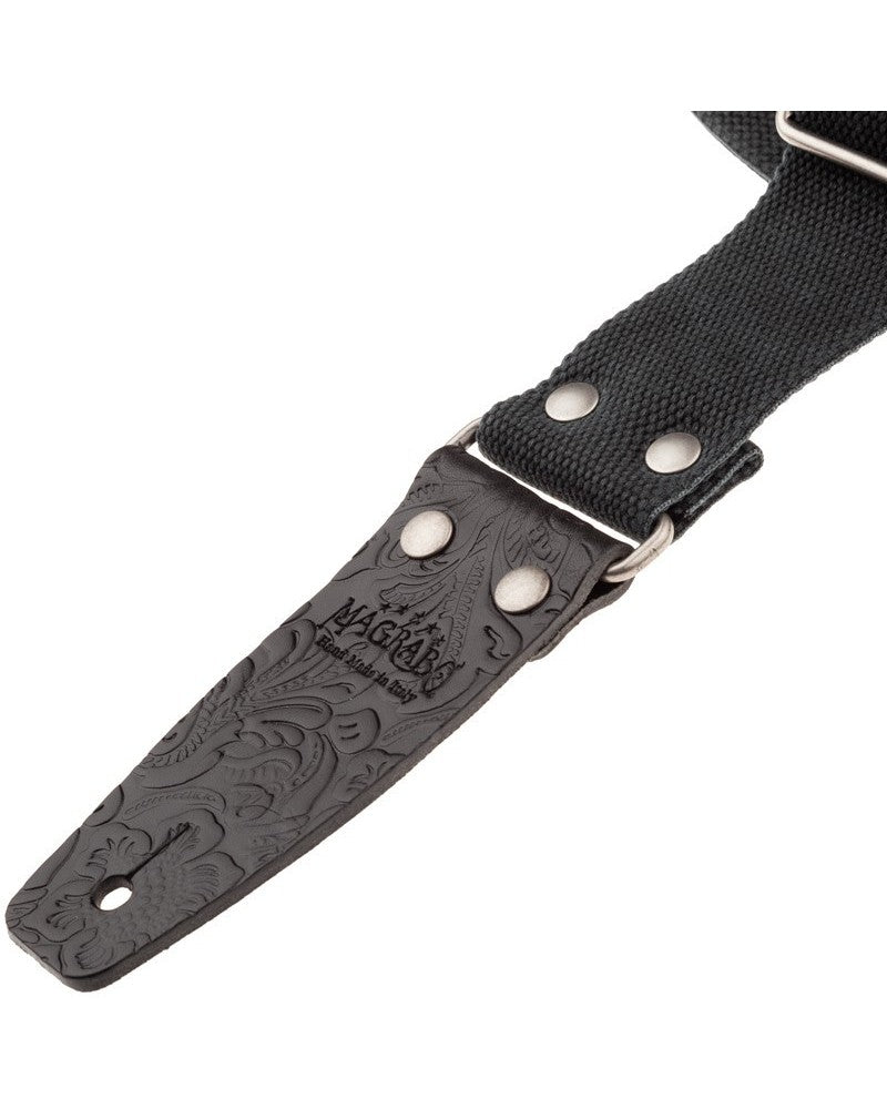 Stripe SC Entry Olded Nero 5 cm terminali Embossed Flores Nero fibbia Argento Antico