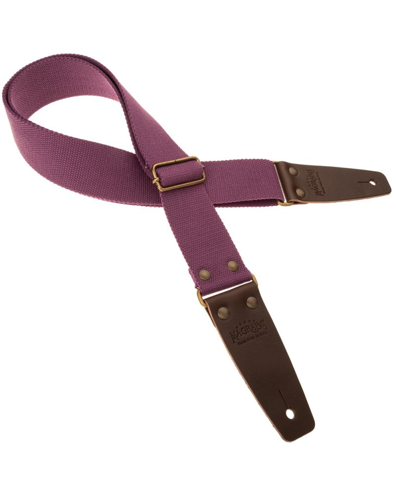 Tracolla Magrabò Stripe SC Entry Prugna 5 cm terminali Marrone Scuro fibbia Ottone