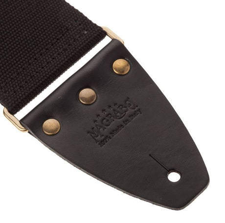 Magrabò, Tracolla per chitarra e basso - Stripe SC Entry Nero 8 cm terminali Nero fibbia Ottone