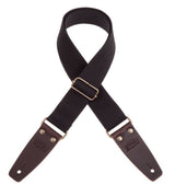 Magrabò Tracolla Stripe SC Entry Nero 5 cm terminali Marrone Scuro fibbia Ottone Antico