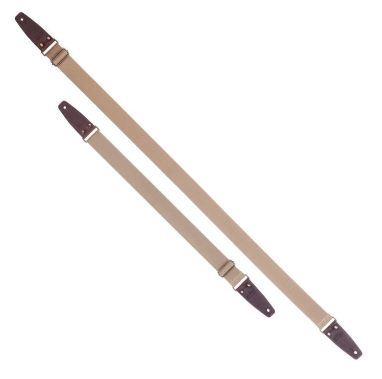 Tracolla Magrabò, Stripe SC Entry Beige 5 cm terminali Marrone Scuro fibbia Ottone Antico