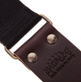 Magrabò Tracolla Stripe SC Entry Nero 5 cm terminali Marrone Scuro fibbia Ottone Antico