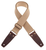 Tracolla Magrabò, Stripe SC Entry Beige 5 cm terminali Marrone Scuro fibbia Ottone Antico