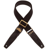 Magrabò Tracolla per chitarra e basso - Stripe SC Cotton Nero 5 cm terminali Twinkle Nero, fibbia Recta Ottone
