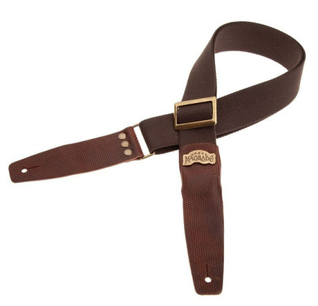 Magrabò tracolla per chitarra e basso Stripe SC Cotton Marrone 5 cm - terminali Twinkle Marrone Scuro, fibbia Recta Ottone