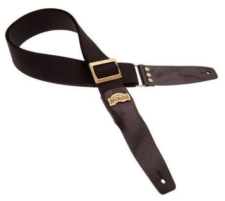 Magrabò Tracolla per chitarra e basso - Stripe SC Cotton Nero 5 cm terminali Twinkle Nero, fibbia Recta Ottone