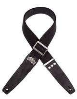 Magrabò Tracolla per chitarra e basso - Stripe SC Cotton Nero 5 cm terminali Twinkle Nero, fibbia Recta Argento