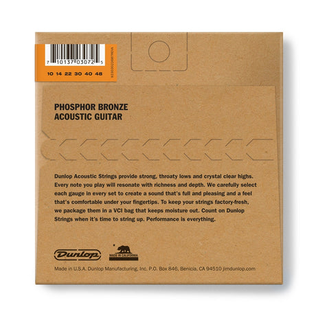 DUNLOP - DAP1048 ACOUSTIC PHOSPHOR BRONZE, EXTRA LIGHT SET/6