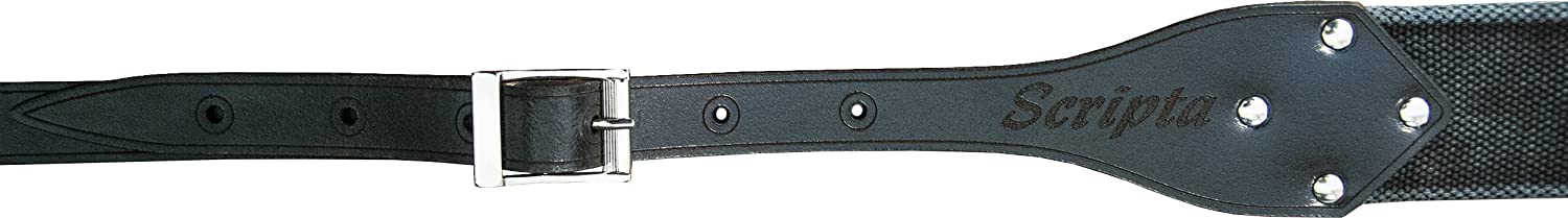 SCRIPTA TESCHI - Tracolla Chitarra Elettrica Personalizzata con immagini di teschi in Cotone Biologico e Vera Pelle Conciata in Toscana - colore Nero Brushed - Made in Italy