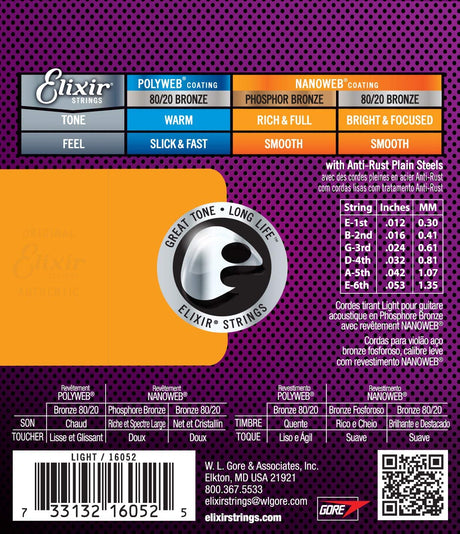 ELIXIR, MUTA PER CHITARRA ACUSTICA 12-53 -16052 - Phosphorbronze