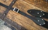 SCRIPTA TESCHI - Tracolla Chitarra Elettrica Personalizzata con immagini di teschi in Cotone Biologico e Vera Pelle Conciata in Toscana - colore Nero Brushed - Made in Italy