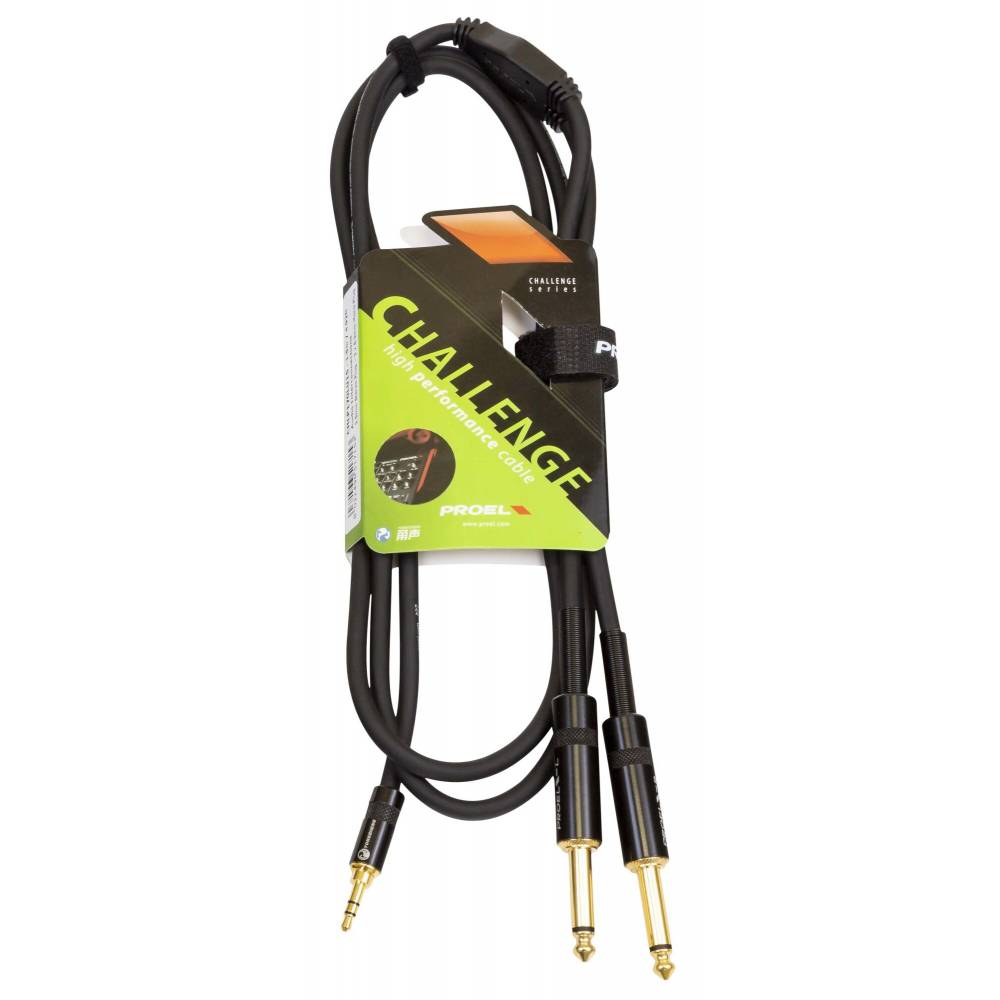 PROEL CHLP170LU3 CAVO AUDIO STEREO JACK TRS 3,5MM - 2 JACK MONO 6,3MM 3MT