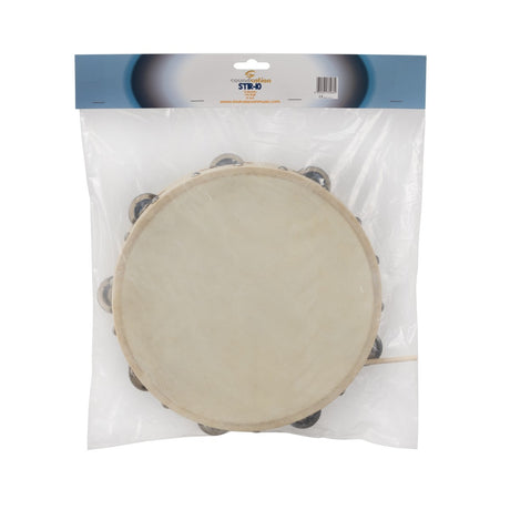 SOUNDSATION ST1R-10 Tamburello in acero con pelle naturale e piattelli 10"