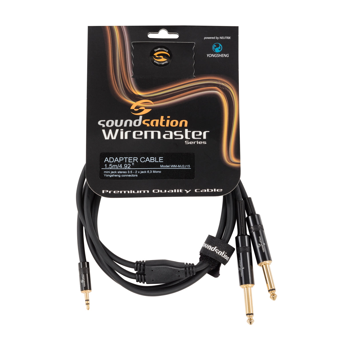 SOUNDSATION WM-MJ2J15 Cavo adattatore Wiremaster Mini jack stereo 3,5 - 2 x Jack 6,3 Mono / 1.5mt