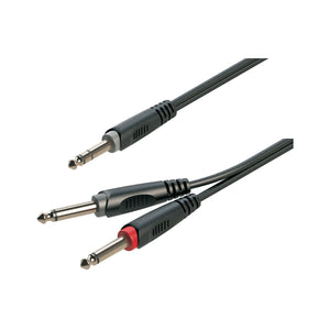 SOUNDSATION JJJ-15BK Cavo adattatore a Y 6.3mm Jack maschio STEREO - 2x6.3mm Jack maschio MONO / 1.5mt