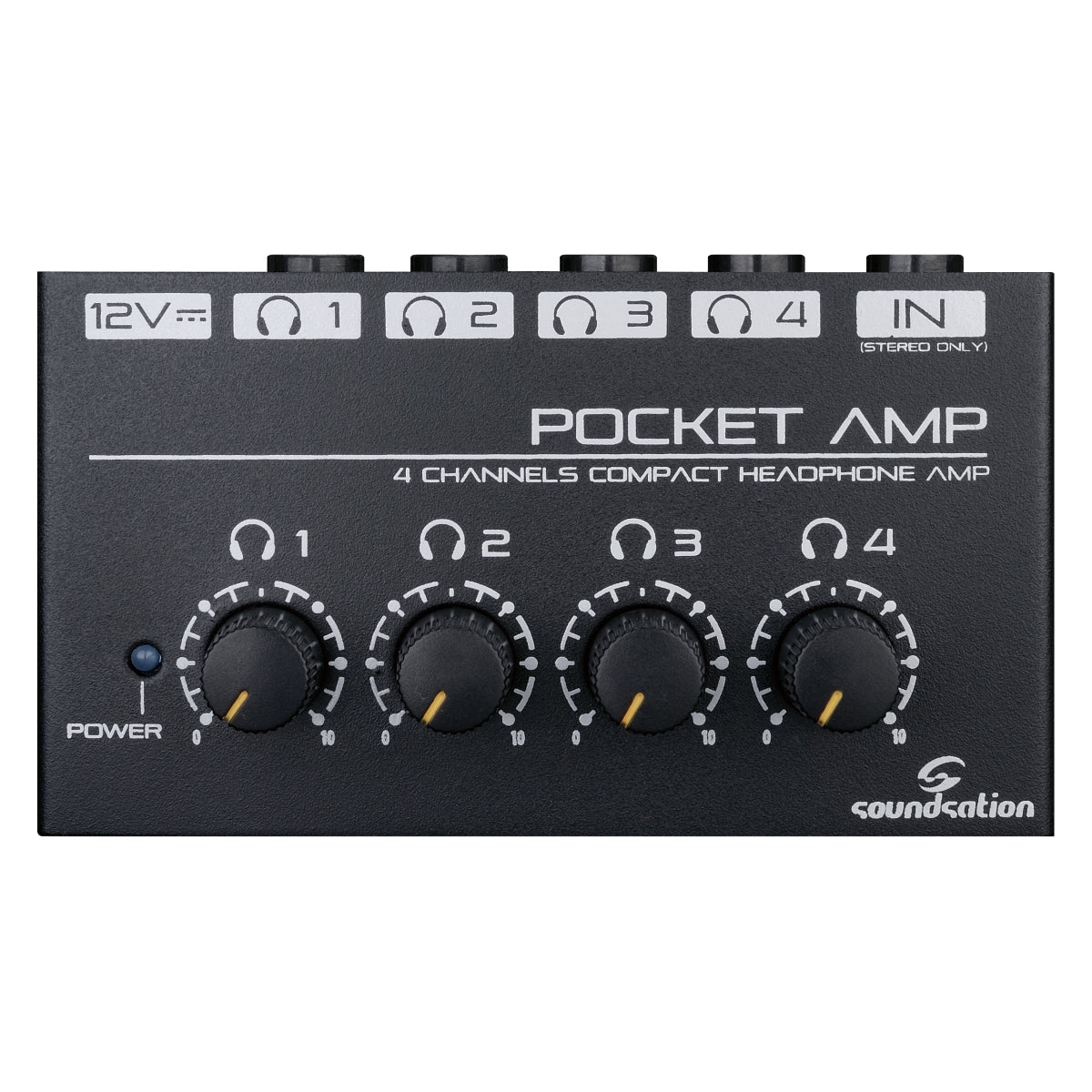 SOUNDSATION POCKET-AMP MINI AMPLIFICATORE PER CUFFIE A 4 CANALI CON ALIMENTATORE