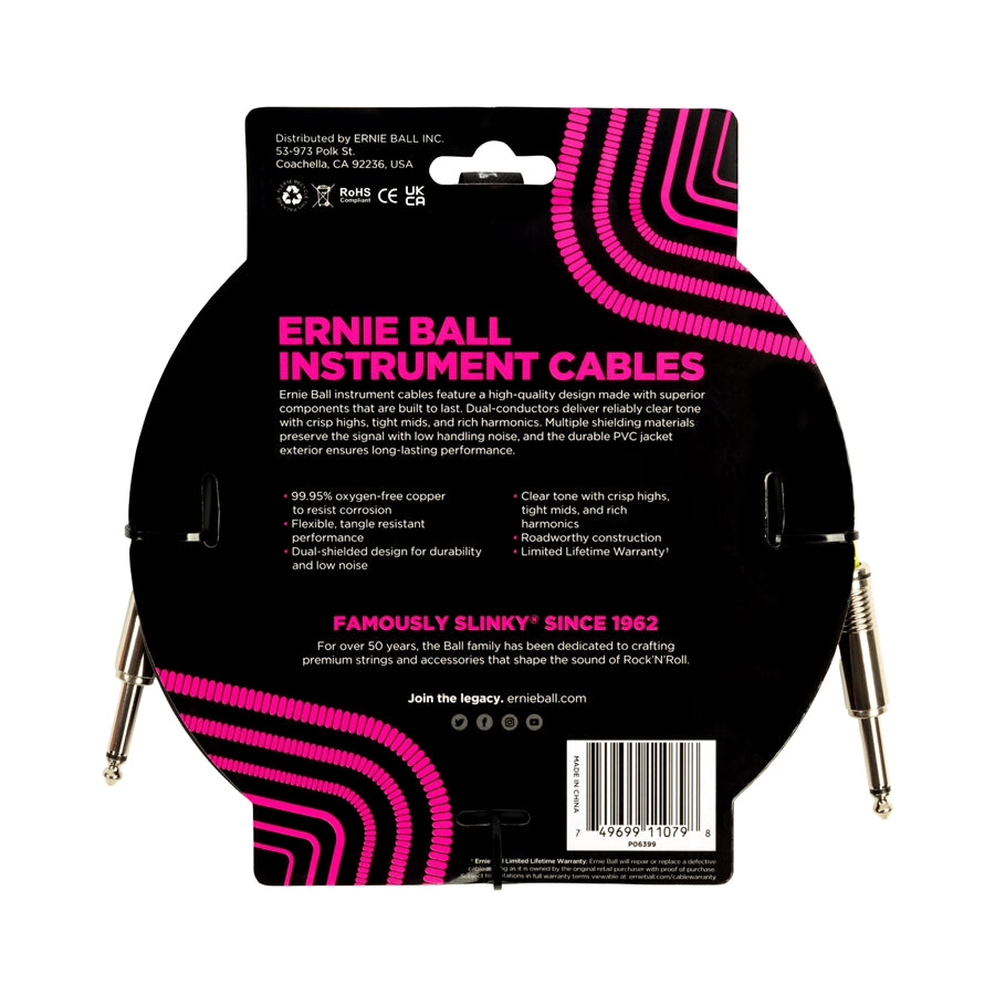 ERNIE BALL - 6399 PVC STRAIGHT STRAIGHT 4.5M