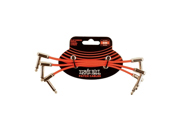 ERNIE BALL - 6402 FLAT RIBBON PATCH CABLE RED 15,24CM 3-PK