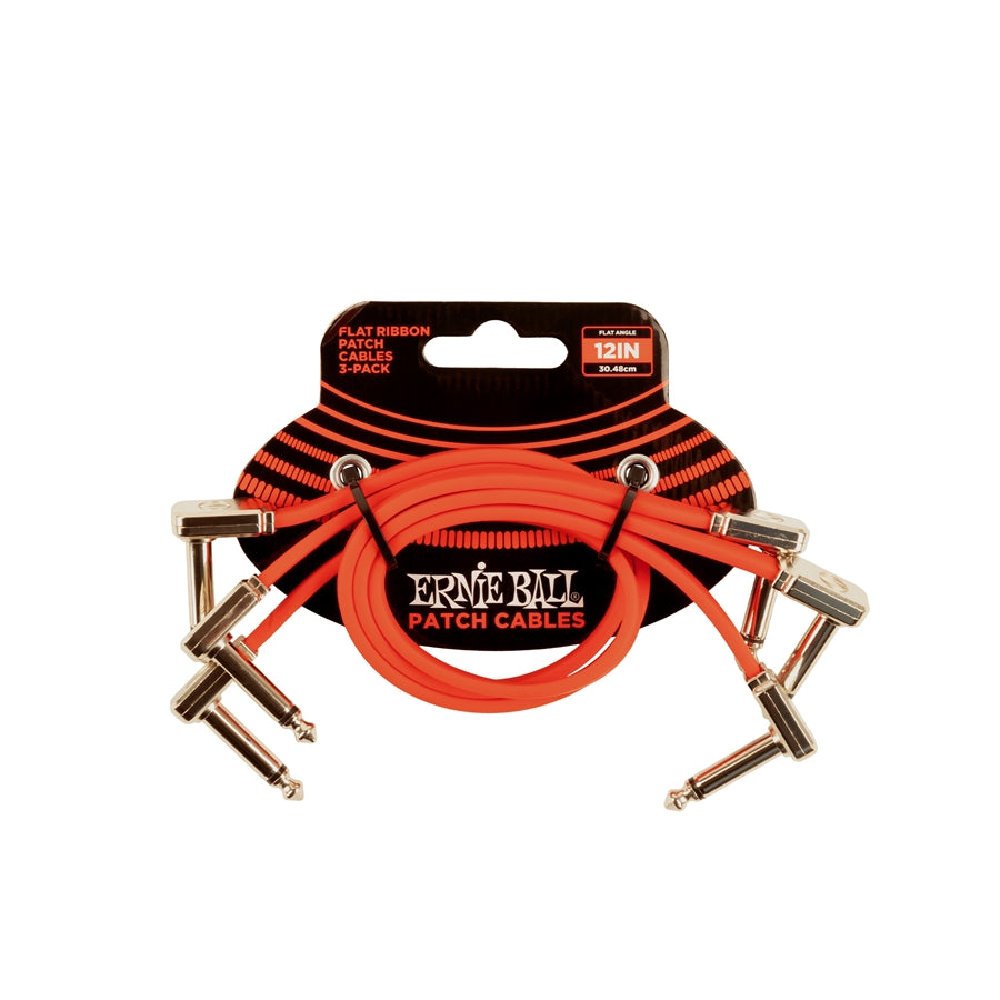 ERNIE BALL - 6403 FLAT RIBBON PATCH CABLE RED 30,48CM 3-PK