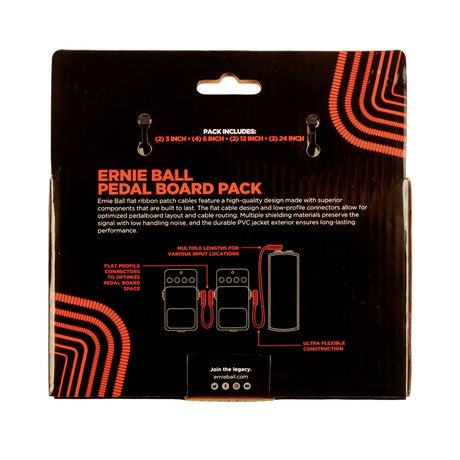 ERNIE BALL - 6404 FLAT RIBBON PATCH CABLES RED MULTI-PACK