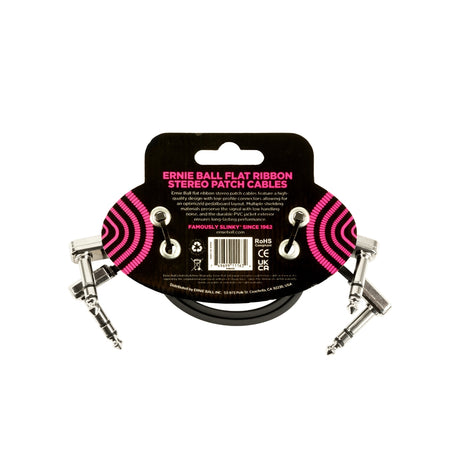 ERNIE BALL - 6405 FLAT RIBBON STEREO PATCH CABLE 30,48CM 2-PK