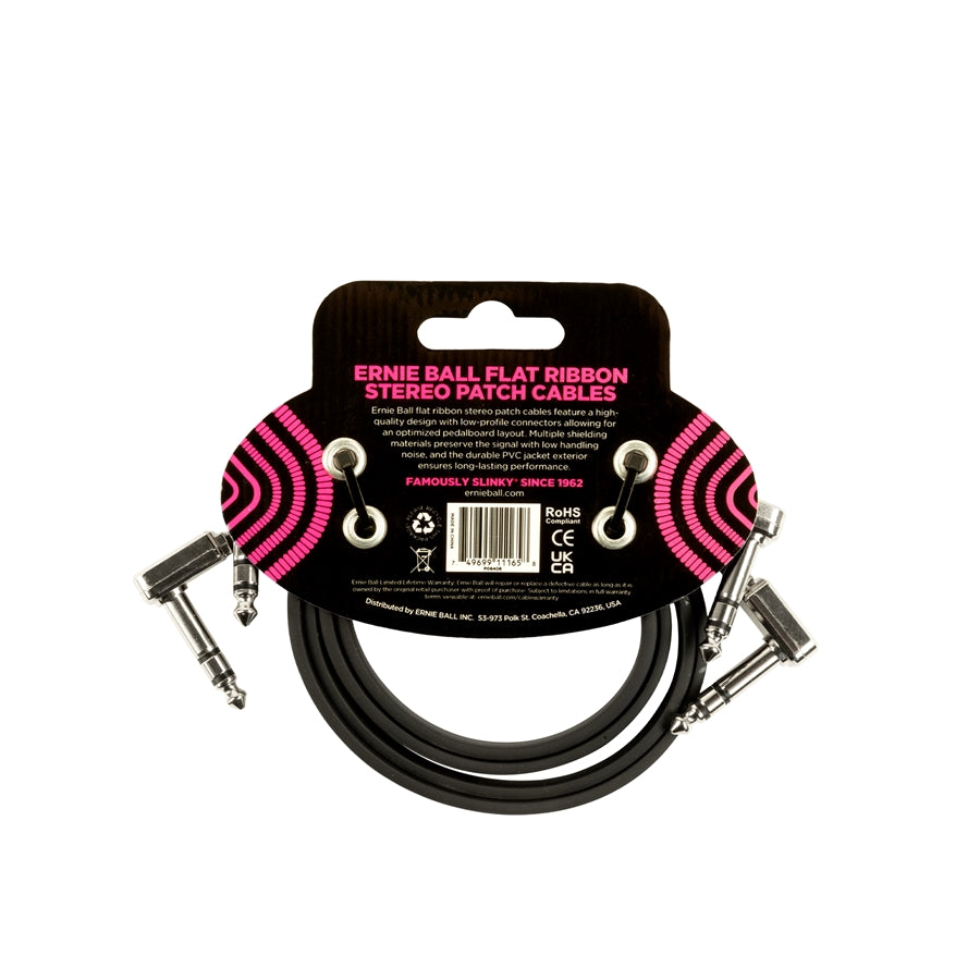 ERNIE BALL - 6406 FLAT RIBBON STEREO PATCH CABLE 60,96CM 2-PK
