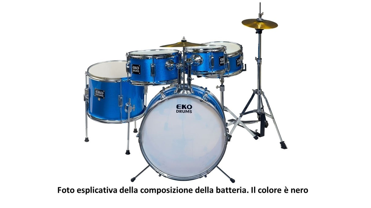 Batteria acustica Eko - ED-200 DRUM KIT BLACK - 5 PEZZI - Junior