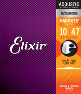 ELIXIR, MUTA PER CHITARRA ACUSTICA 010 - 047 Bronze -11002 extralight antirust