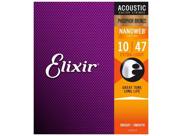 ELIXIR, MUTA PER CHITARRA ACUSTICA 010-047 Phosphorbronze - 16002 extralight antirust