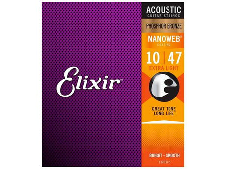 ELIXIR, MUTA PER CHITARRA ACUSTICA 010-047 Phosphorbronze - 16002 extralight antirust