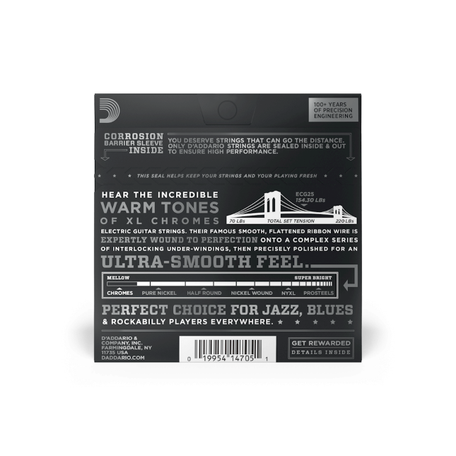 MUTA PER CHITARRA ELETTRICA ECG25 Daddario 12-52 flat wound