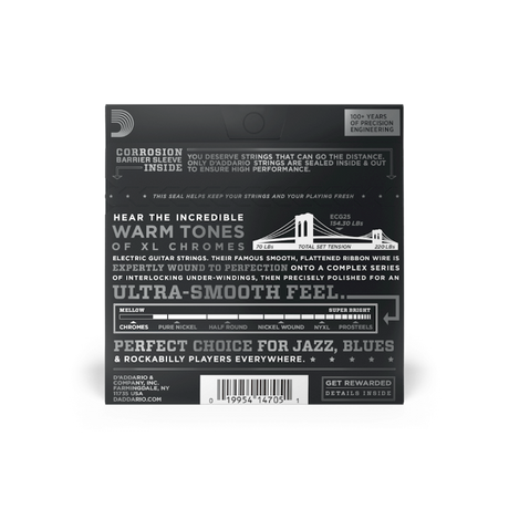 MUTA PER CHITARRA ELETTRICA ECG25 Daddario 12-52 flat wound