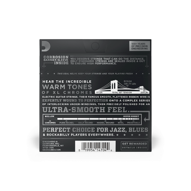 MUTA PER CHITARRA ELETTRICA ECG24 Daddario 11-50 FLAT WOUND