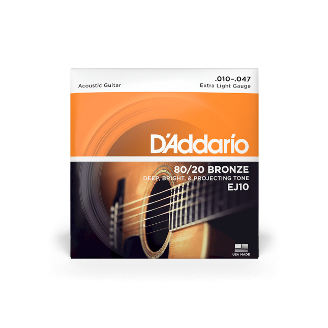 EJ10 80/20 Bronze Acoustic Guitar Strings, Extra Light, 10-47