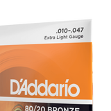 EJ10 80/20 Bronze Acoustic Guitar Strings, Extra Light, 10-47