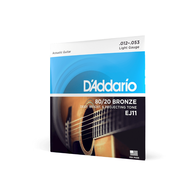 EJ11 80/20 Bronze Acoustic Guitar Strings, Light, 12-53