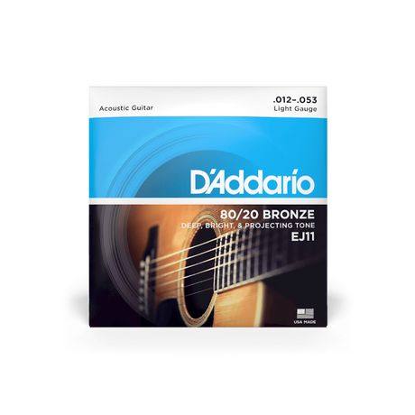 EJ11 80/20 Bronze Acoustic Guitar Strings, Light, 12-53