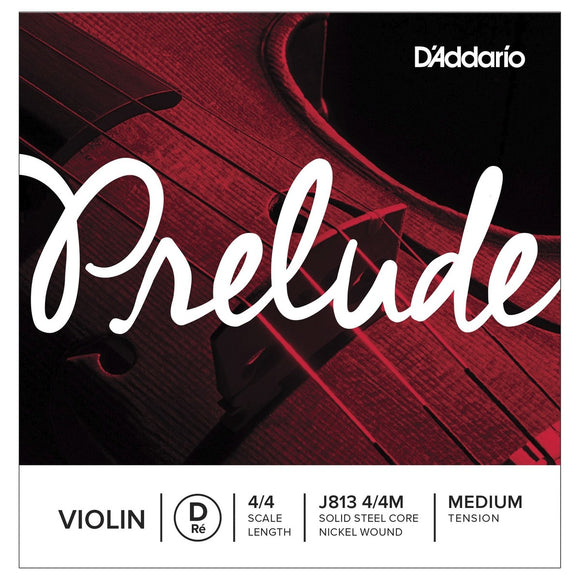 J813 4/4M  Corda singola RE D'Addario Prelude per violino, scala 4/4, tensione media