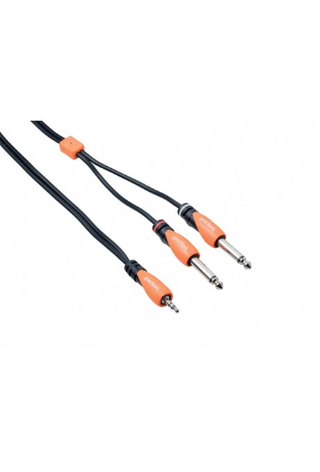 BESPECO  SILOS  Cavo interlink - jack stereo Ø 3,5 mm - 2 x jack Ø 6,3 mm  SLYMSJ300 - 3m